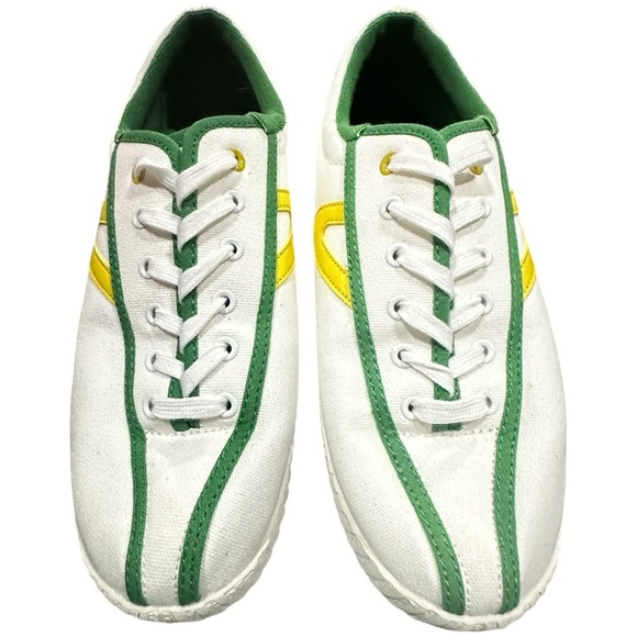 Tretorn x J.Crew Nylite Canvas Sneakers White Green Yellow Size 10 Retro Low-Top - Picture 3 of 7